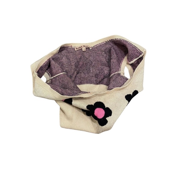 Bailey Rose Knit Crop Top Tank With Pink Black Daisy Flowers Size XS Cream - Picture 3 of 5